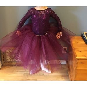 Sparkly bodysuit and tutu for solo dance/ballet in purple